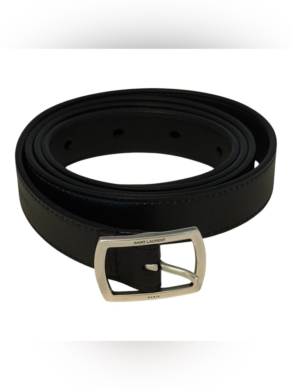 Saint Laurent Black Leather Square Buckle Belt Size 95cm (Large) NWOT